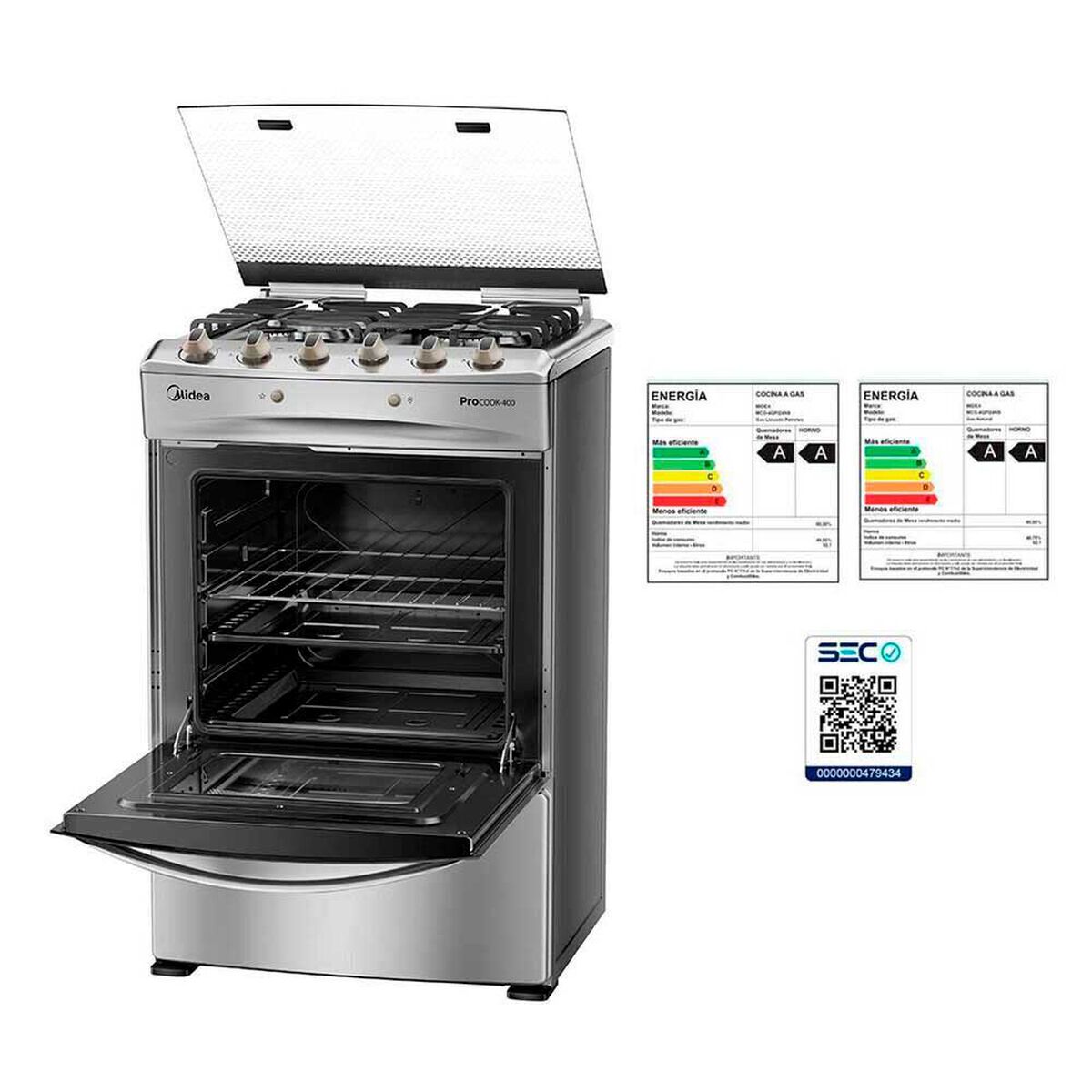 Cocina a Gas Midea MCG-4QPI24NS 4 Quemadores