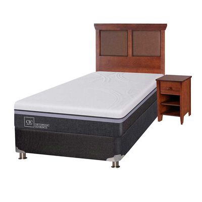 Imagen 2 del producto Box Spring CIC 1,5 Plazas Ortopedic Advance + Respaldo + Velador New Torino