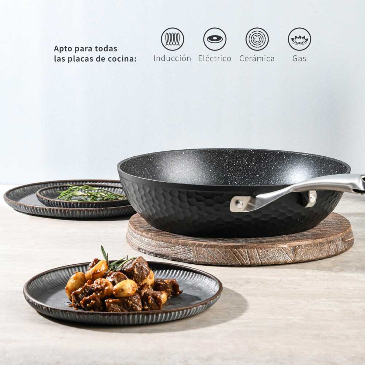 Pack Batería de Cocina Copper 7 Piezas + Set 12 Utensilios Calipso Simplit