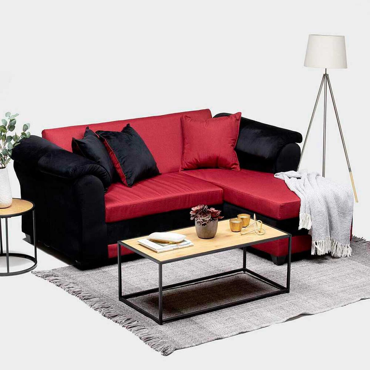 Sof&aacute; Seccional Almore Reversible 3 Cuerpos Negro