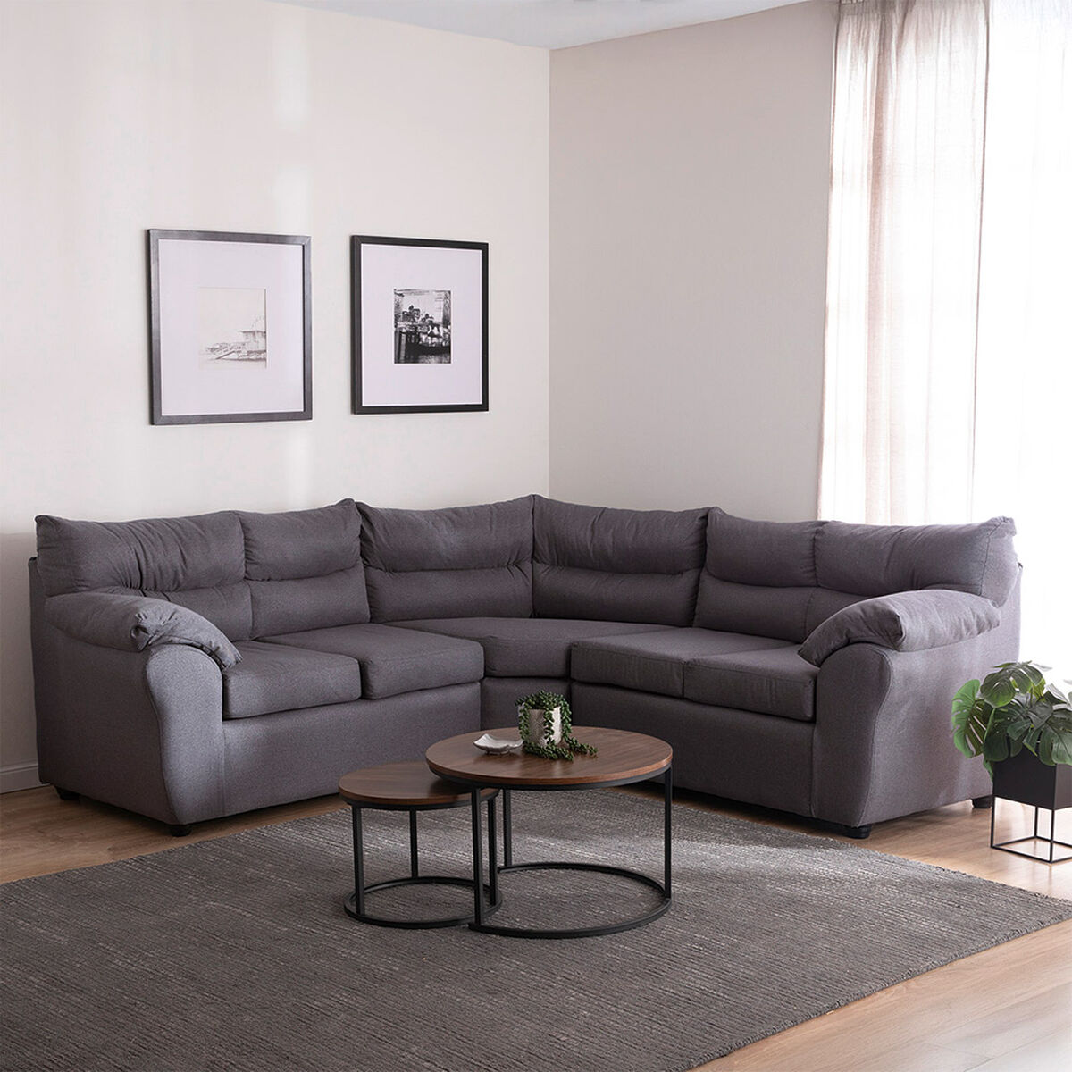 Seccional Muebles MPR Array&aacute;n 2-1-2 CuerposTela Gris Oscuro
