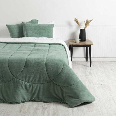 Plumón Coral Sherpa Mashini 2 Plazas Liso Verde