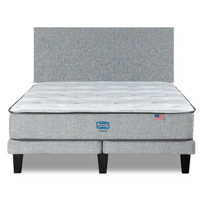 Cama Europea Simmons 2 Plazas Dreamer 190 Cm + Respaldo Praga Plata