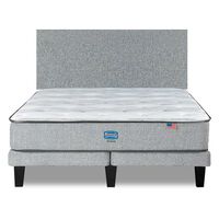 Cama Europea Simmons 2 Plazas Dreamer 190 Cm + Respaldo Praga Plata