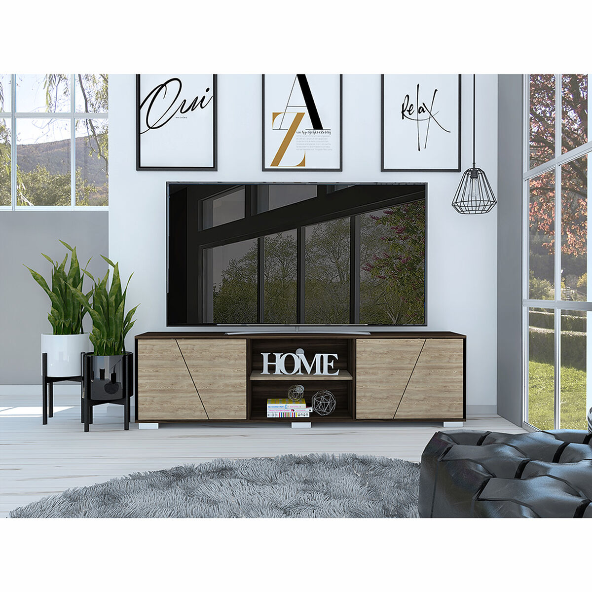 Rack TV TuHome Fraktal Hasta 80"