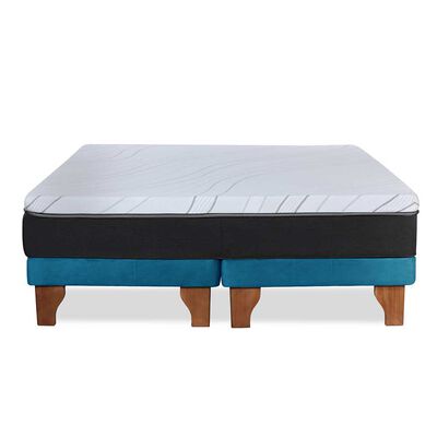 Imagen 2 del producto Cama Europea Latam Home Base Dividida King Zen Top Foam Visco Velvet Azul Petróleo