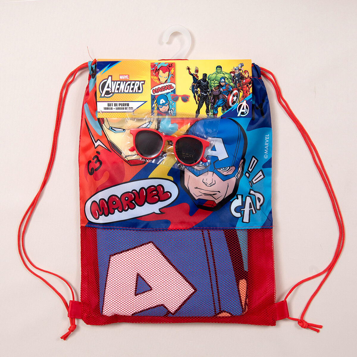 Toalla de Playa Avengers Rayo 70x140 cm + Lentes de Sol y Bolso