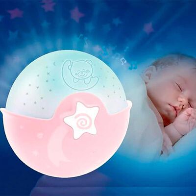Proyector Musical Luz Nocturna de Estrellas Rosa Infantino