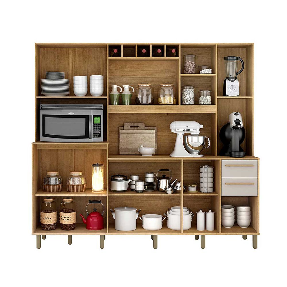 Mueble de Cocina Vekkahome Petra 2 Cajones 11 Puertas Beige