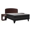 Cama Europea Celta 2 Plazas Atlantis Black + Respaldo + 2 Veladores Asturias