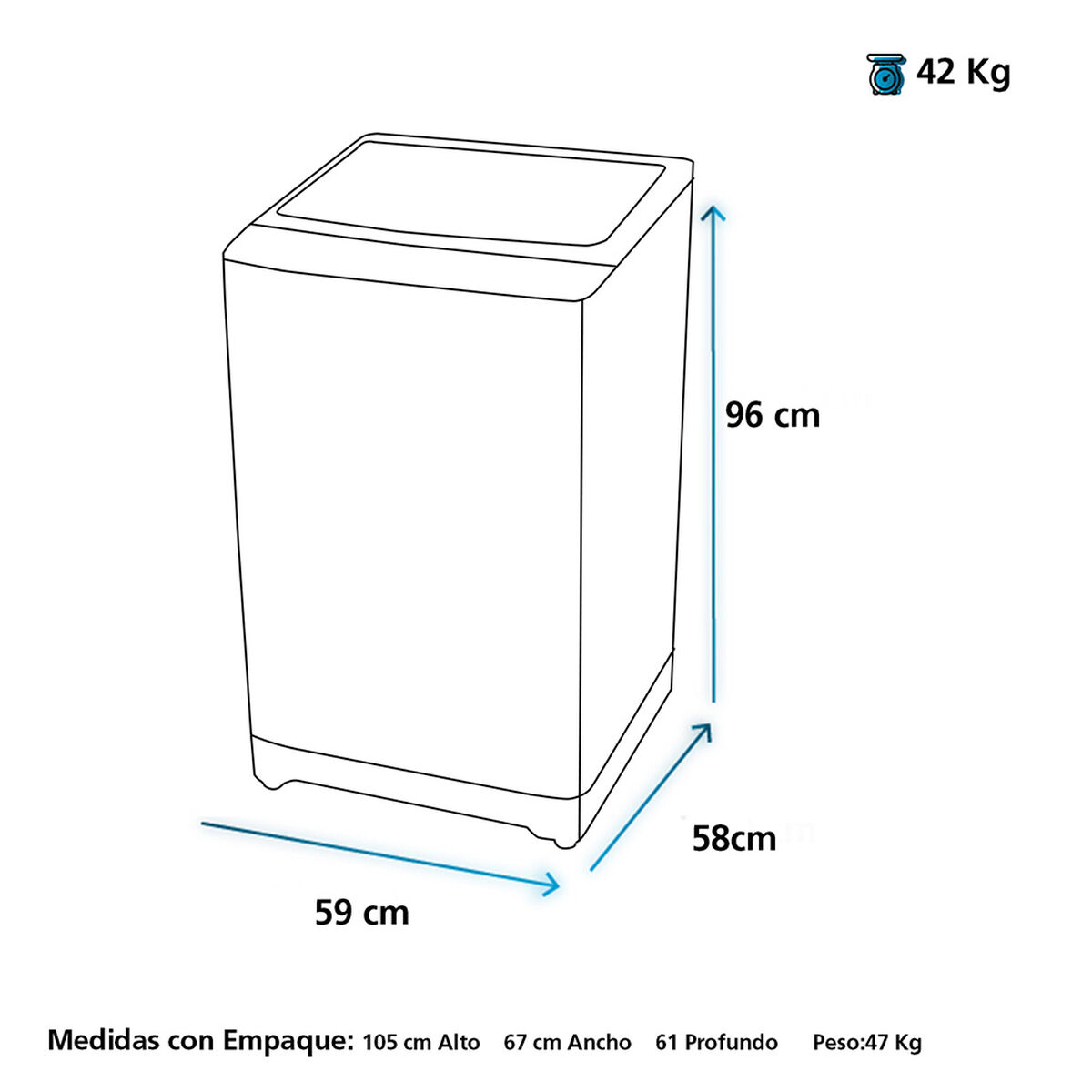 Lavadora Automática Mabe LMA6120WGC 16 kg.
