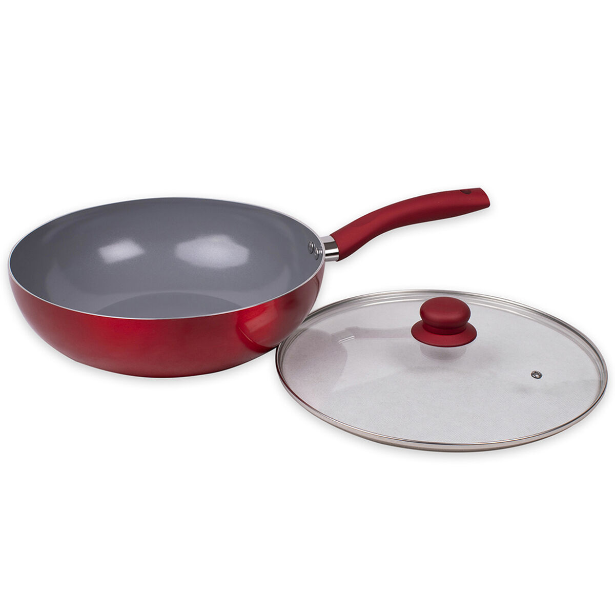 Wok Acero Inoxidable Doral Montecarlo Rojo 30 cm