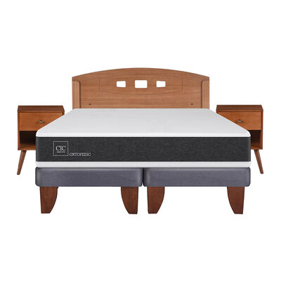 Imagen 1 del producto Cama Europea CIC Base Dividida 2 Plazas Ortopedic Advance + Respaldo + 2 Veladores New Gales