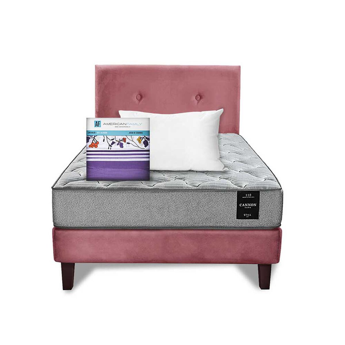 Cama Europea Latam Home 1,5 Plazas Cannon Palo Rosa