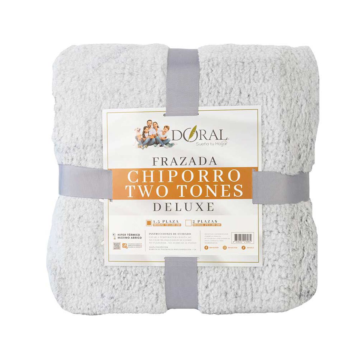 Frazada Poliéster Doral 1,5 Plazas Deluxe Gris Claro