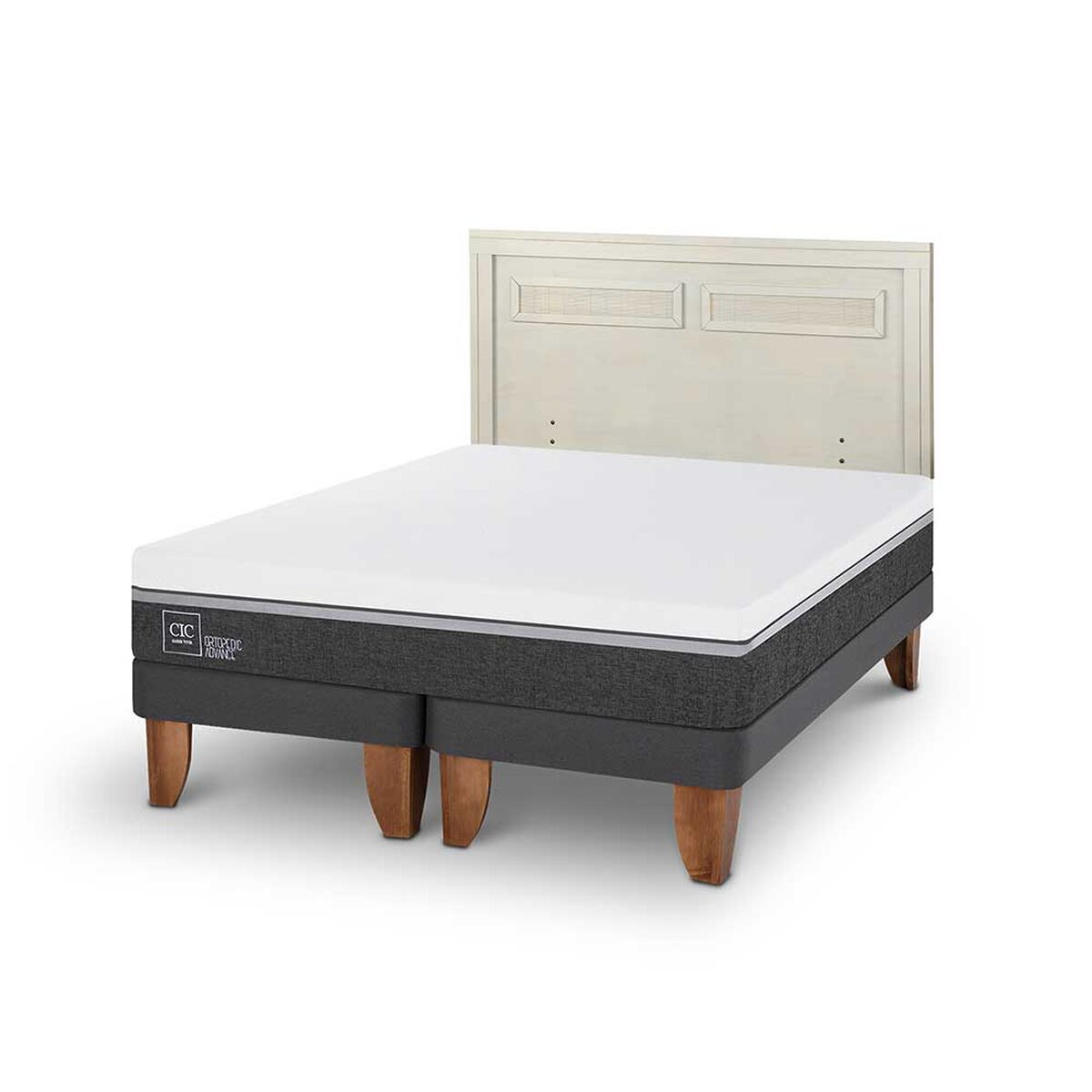Cama Europea CIC Base Dividida King Ortopedic Advance + Respaldo Milan Alpino