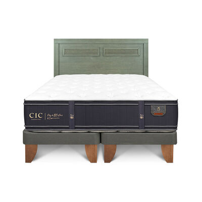 Cama Europea CIC Base Dividida King Grand Premium + Respaldo Milan Olivo