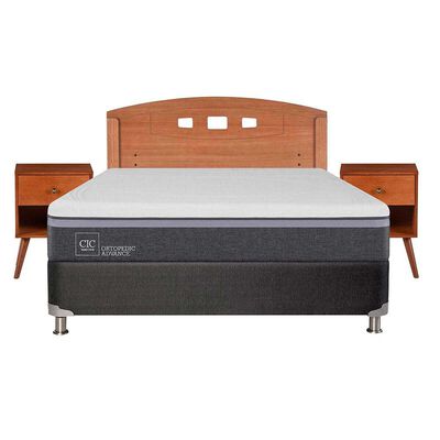 Box Spring CIC 2 Plazas Ortopedic Advance + Respaldo + 2 Veladores New Gales