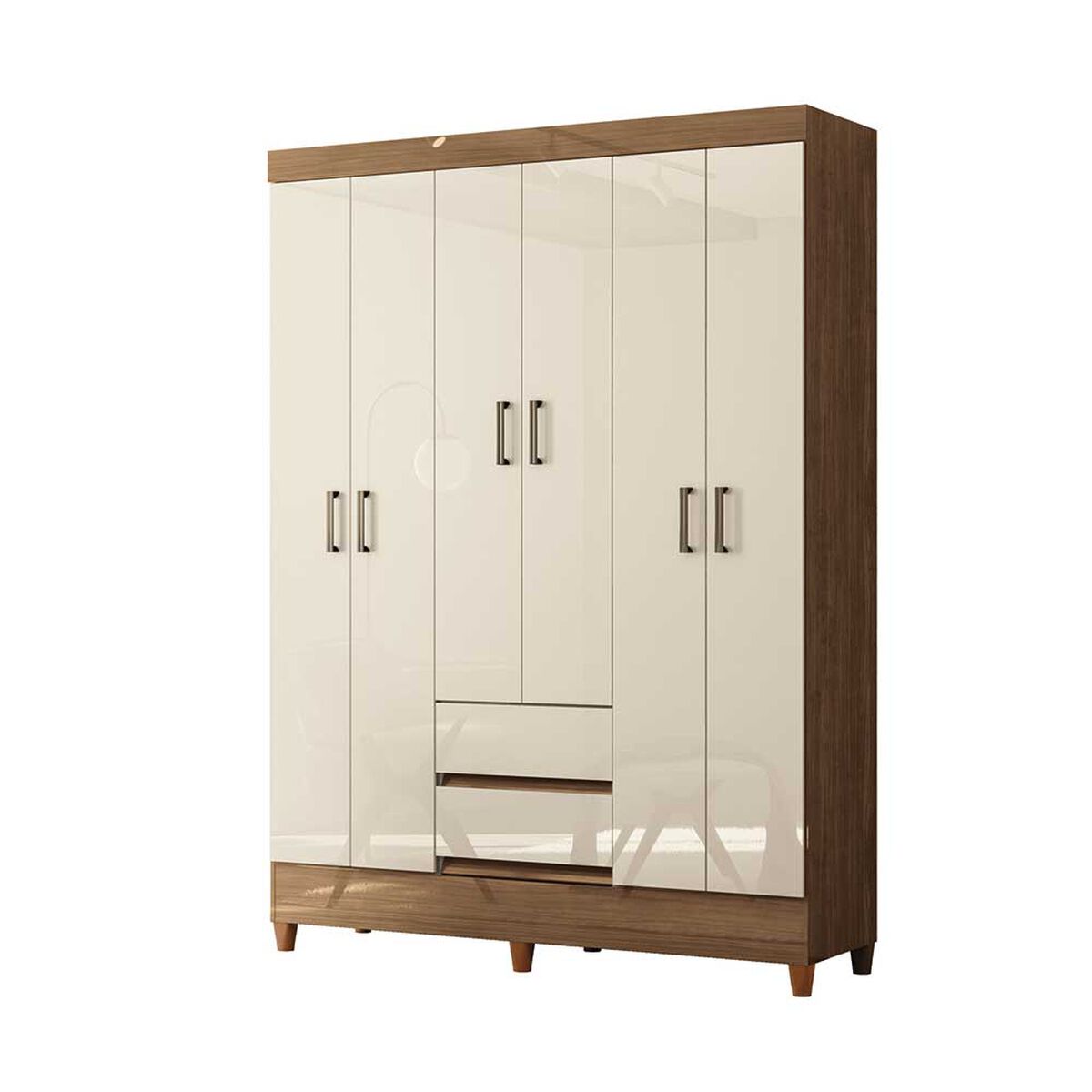 Clóset Casanova Fit 6 Puertas 2 Cajones Jequitiba Blanco