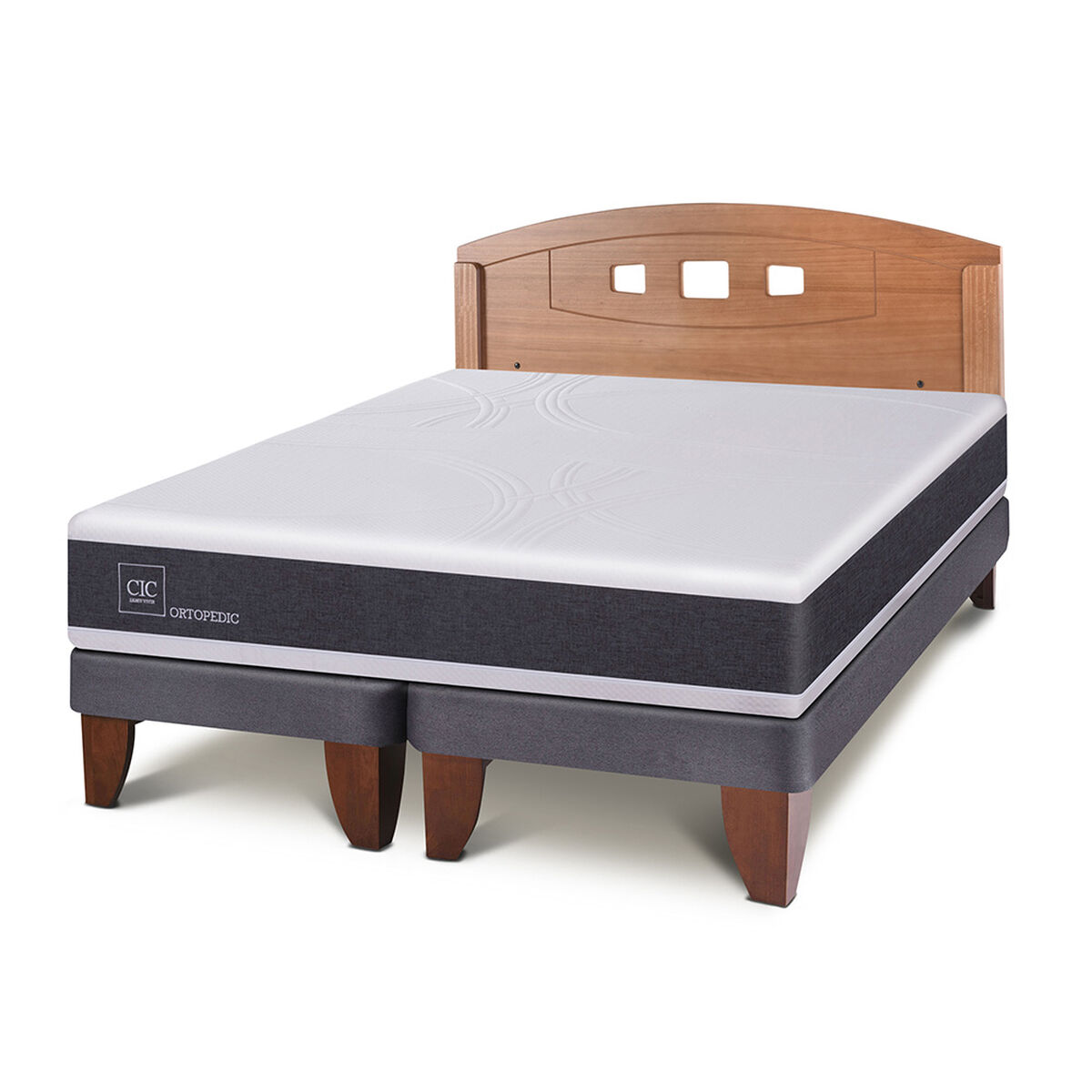 Cama Europea CIC Base Dividida 2 Plazas New Ortopedic + Respaldo New Gales