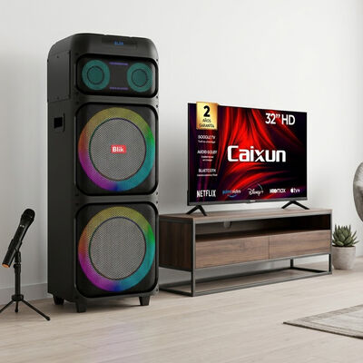 Combo Smart TV LED 32" Caixun HD Google TV + Parlante Bluetooth Blik Light Up 700