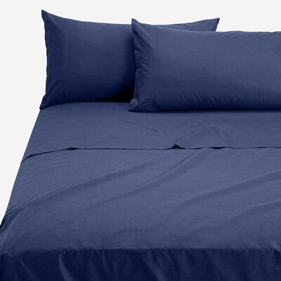 Juego de Sábanas Rosen 144 Hilos King Polycotton Lisa Azul