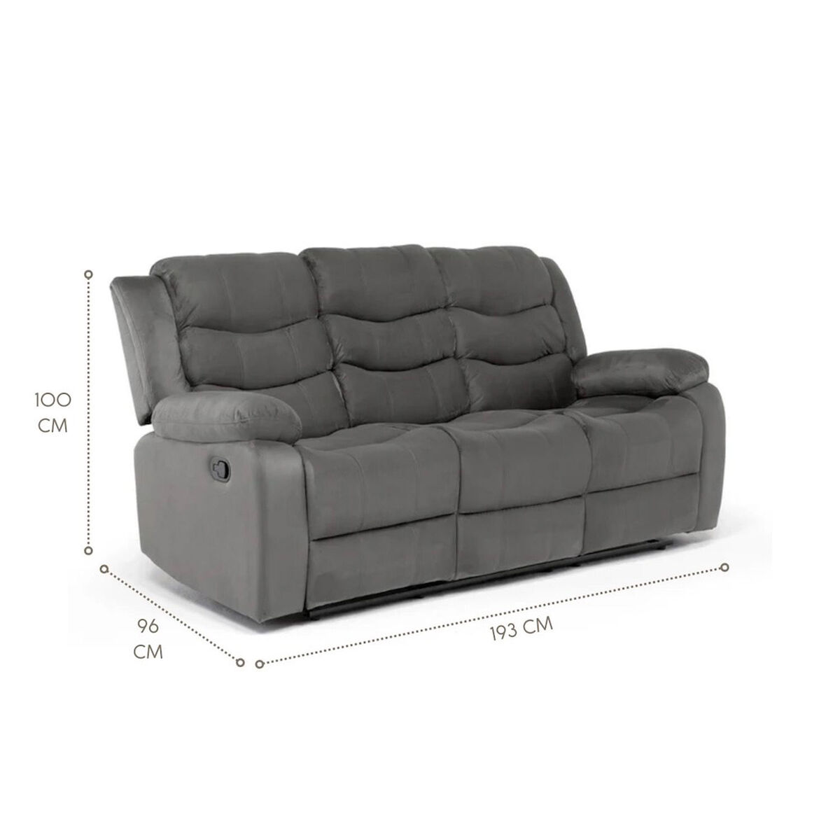 Sof&aacute; Reclinable Daniels Norman 3 Cuerpos Gris