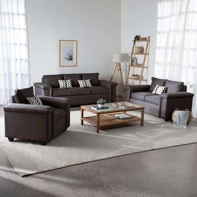 Juegos de Living Mons Sicilia Sofá 3 Cuerpos + Sofá 2 Cuerpos + Sillón 1 Cuerpo Chocolate