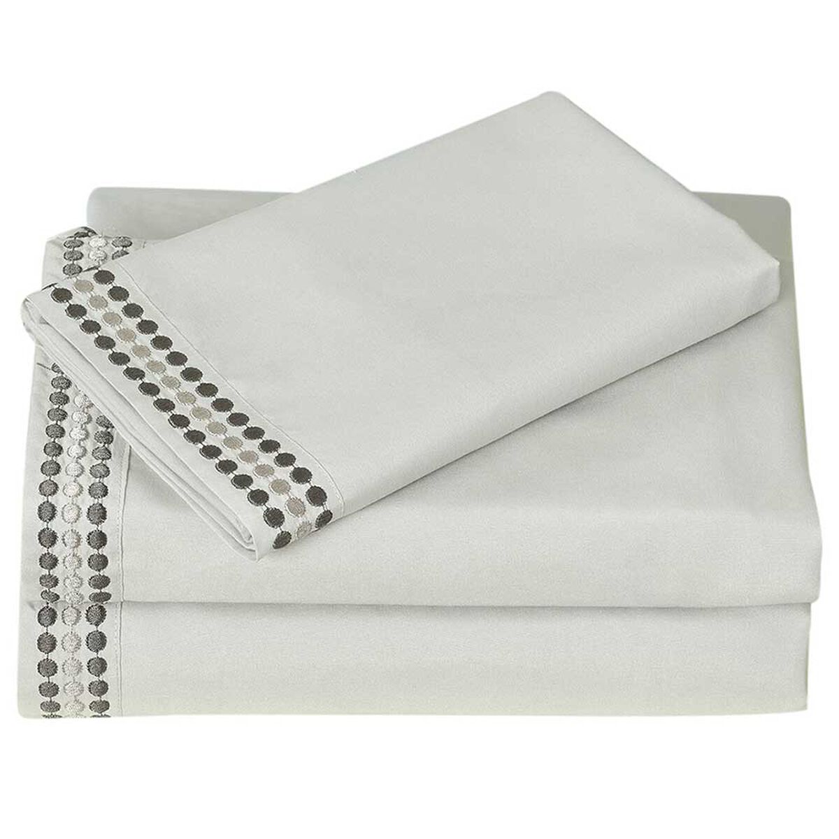 Juego de Sábanas Illusions 2 Plazas Bordada Beige