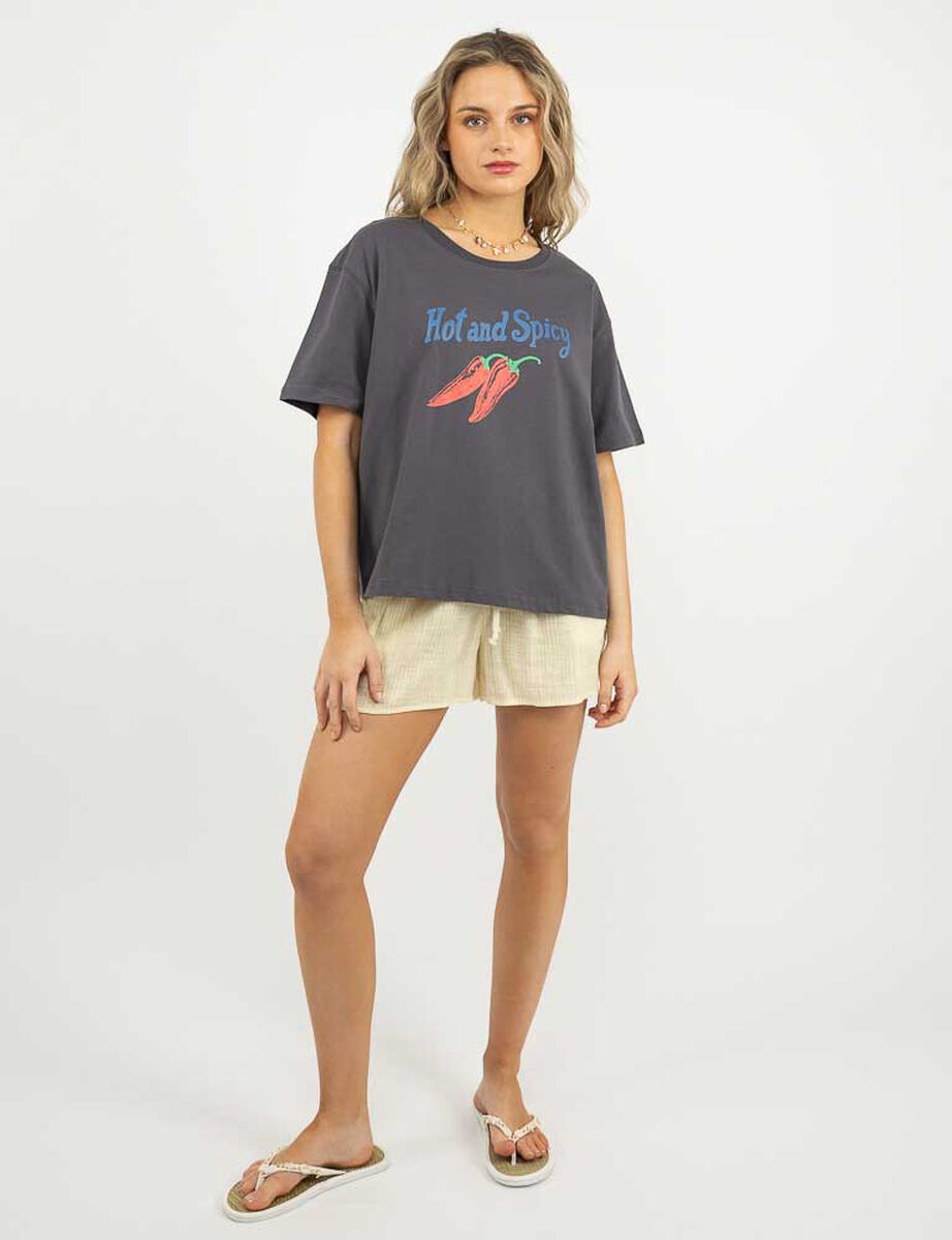 Polera Con Estampado Manga Corta Mujer Icono