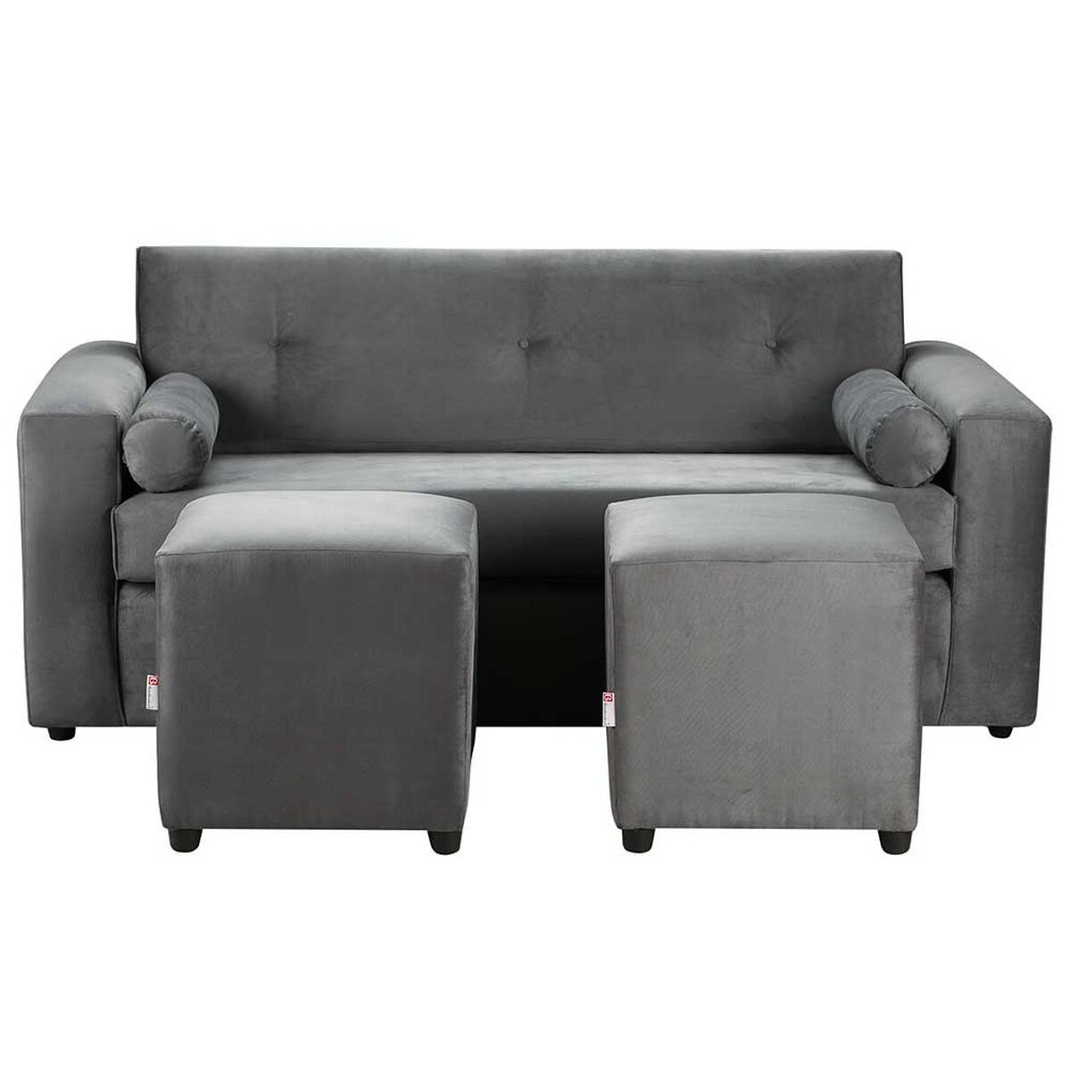 Juego de Living Bodevir Vivo Felpa 30 Sof&aacute; 3 Cuerpos + Dos Pouf 1 Cuerpo Gris&nbsp;