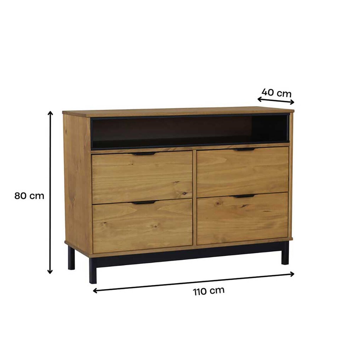 C&oacute;moda Vekkahome Iris 4 Cajones Caf&eacute;