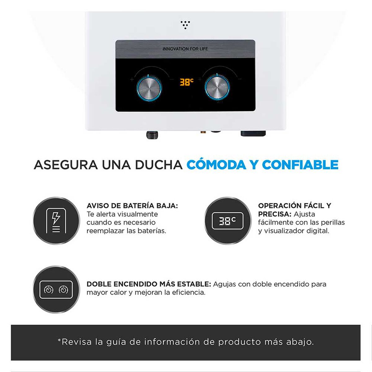 Calefont Gas Licuado Midea MGWH10-20MDNCLW-GL Tiro Natural 10 lts.