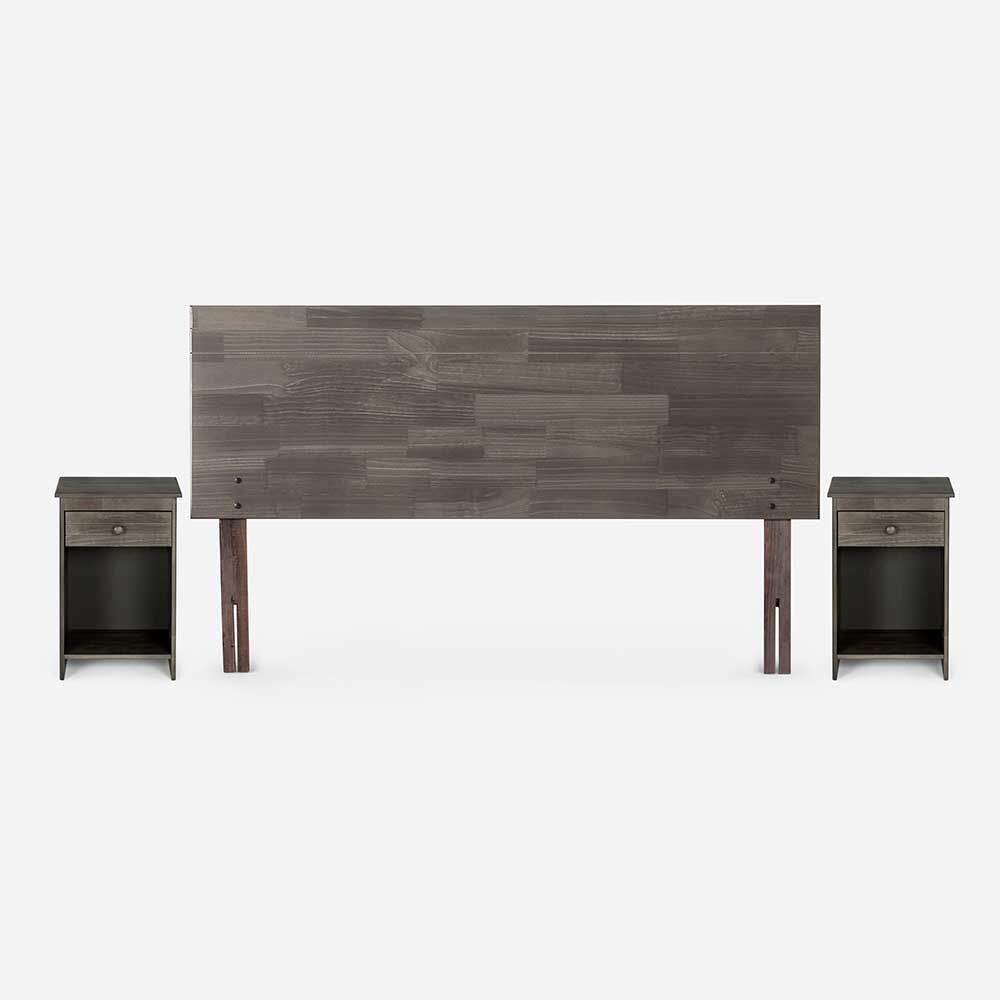 Respaldo 2 Plazas + 2 Veladores Rosen Tabor Grafito