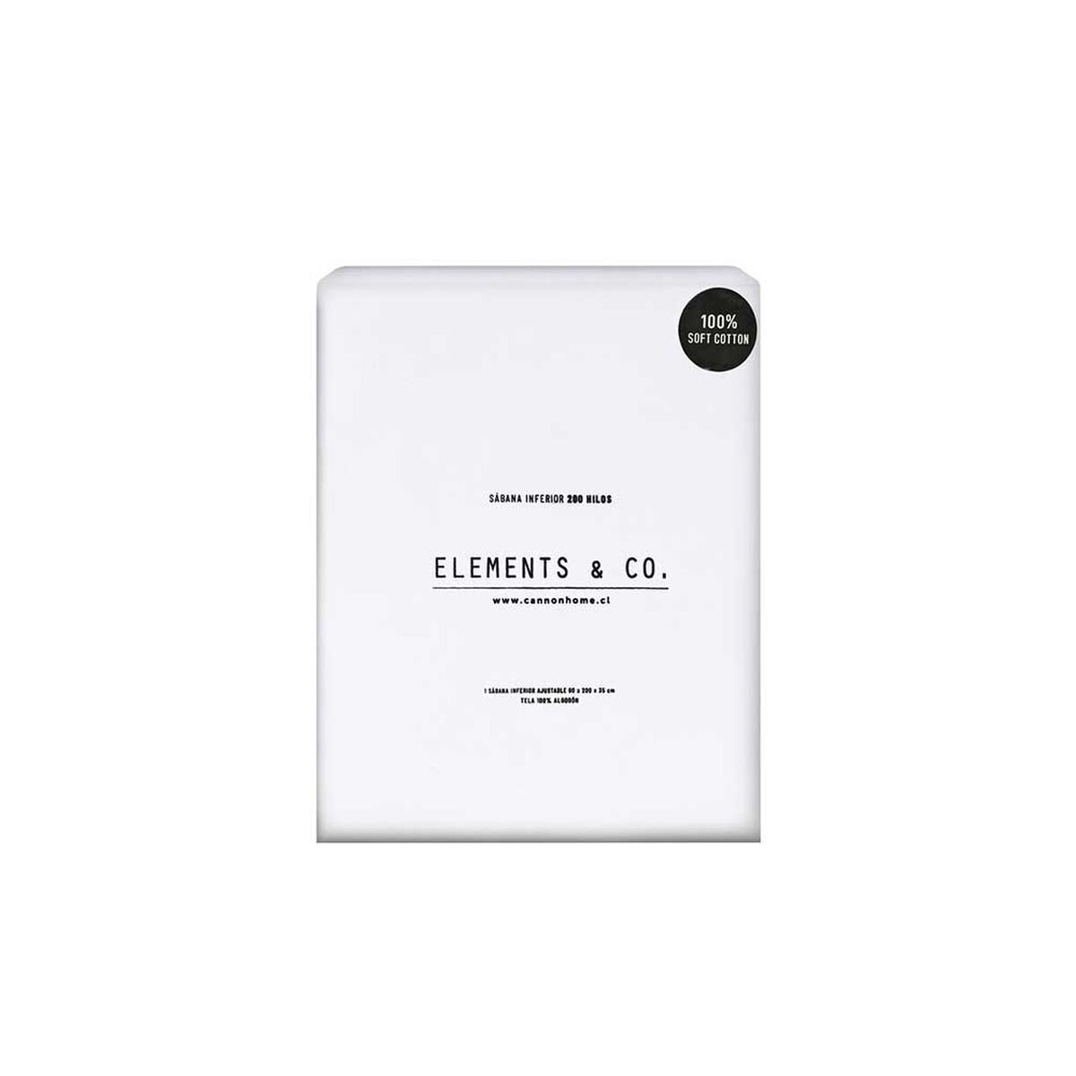 Sábana Inferior Elements & Co 200 Hilos 2 Plazas Liso Blanco