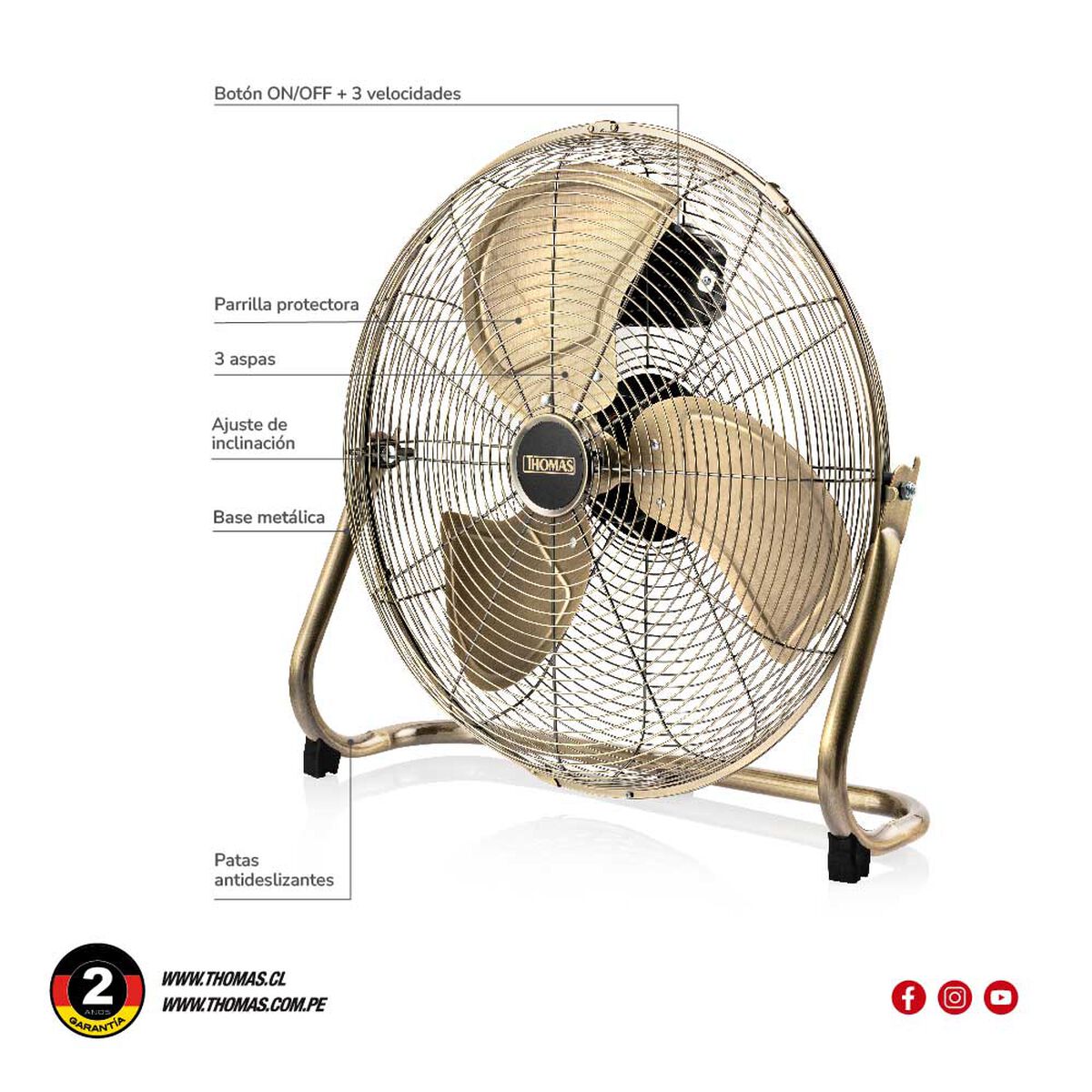 Ventilador de Mesa Thomas TH-20BNS Bronce/Negro