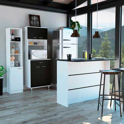 TUHOME Combo Mueble Microondas + Barra de Cocina + Optimizador TuHome Kitchen Wenge Blanco