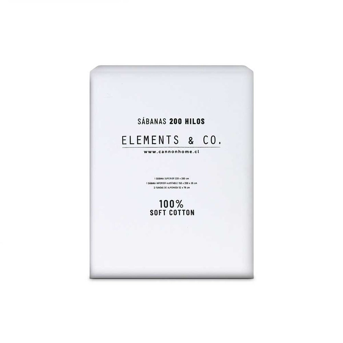 Juego de S&aacute;banas Elements & Co 200 Hilos 1 Plaza Liso Blanco