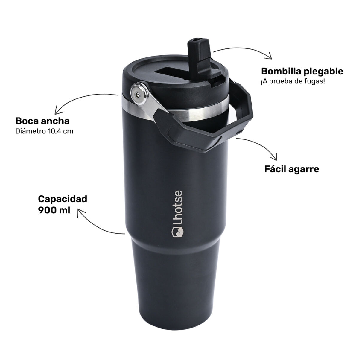 Travel Mug Lhotse Travel Mug Negro 900 ml