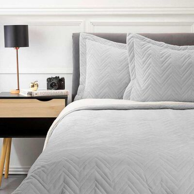 Plumón Austral Velvet Sherpa Zibel King Gris, Terra