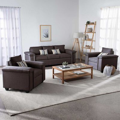 Juegos de Living Mons Sicilia Sofá 3 Cuerpos + Dos Sillones 1 Cuerpo Chocolate