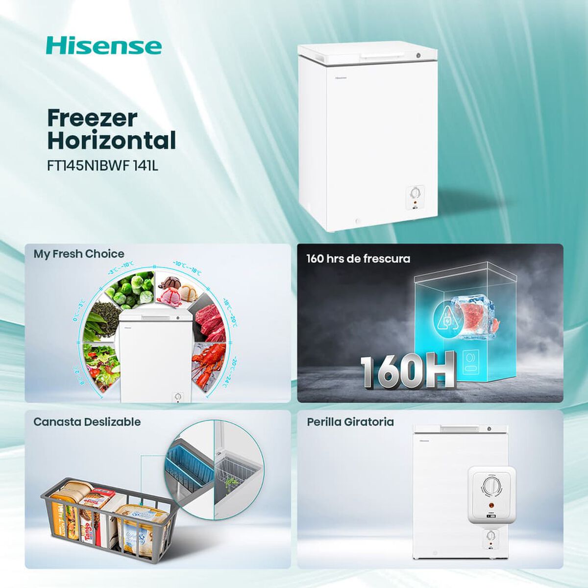 Freezer Horizontal Hisense FT145N1BWF 141 lts.