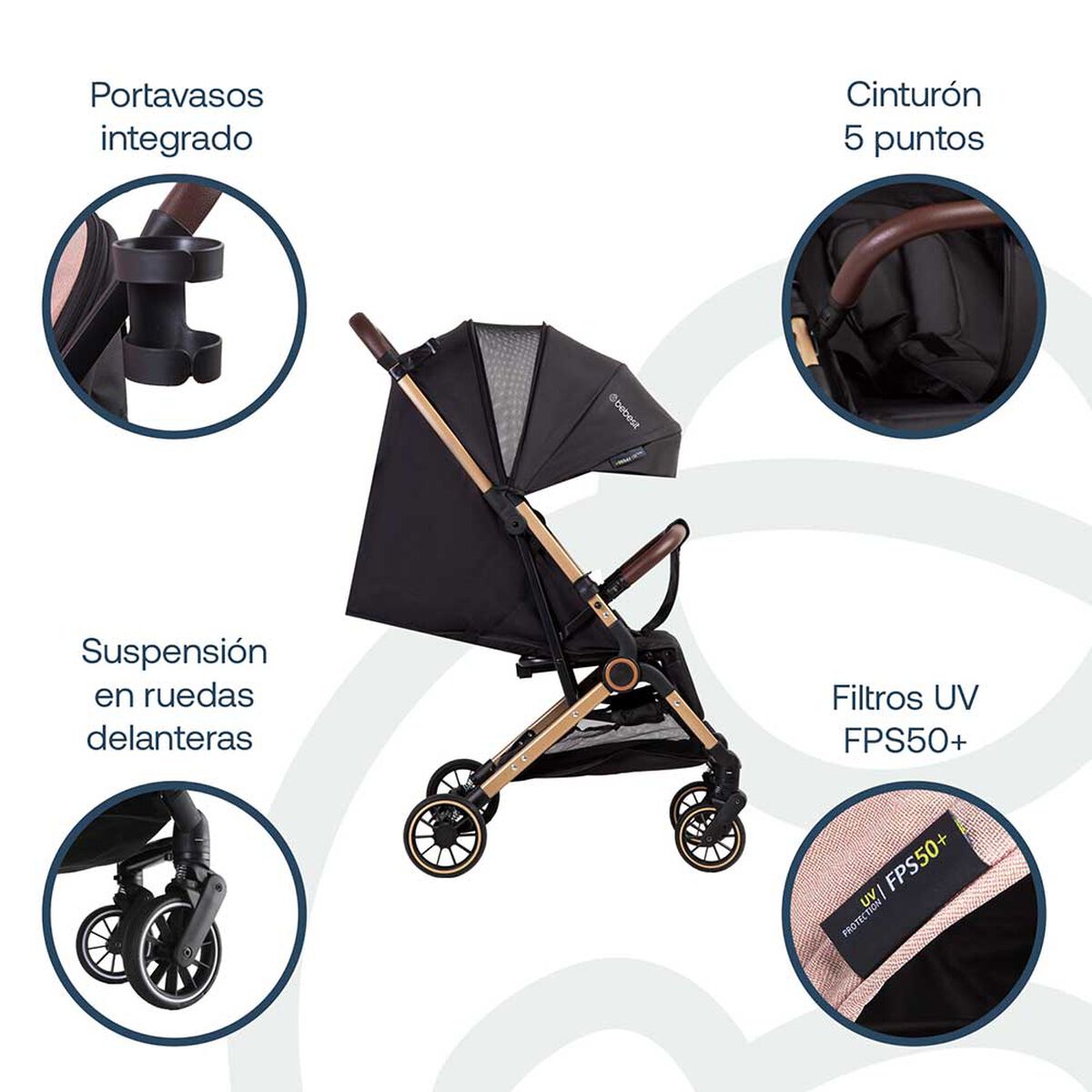 Coche Maleta UltraCompacto Paseo Micro SX Negro Bebesit