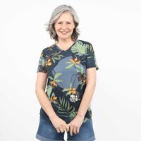 Polera Con Estampado Manga Corta Mujer Potman Club Azul, Blanco, Fucsia, Negro, Print-1