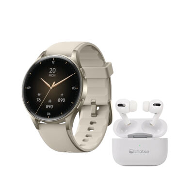 Kit Smartwatch Lhotse Vibe 05 Cream + Audífonos Blanco