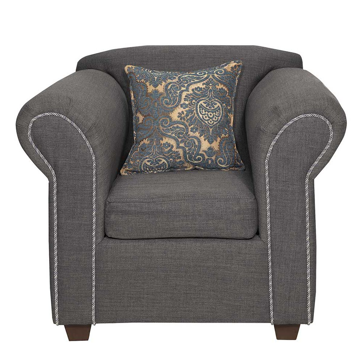 Juego de Living Essenza New Amparo Tela Catania Sofá 3 Cuerpos + Dos Sillones 1 Cuerpo Gris