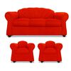Juego de Living Elegant Detail Marsella Sof&aacute; 3 Cuerpos + Dos Sillones 1 Cuerpo Rojo