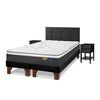 Cama Europea Flex Base Dividida 2 Plazas Mallorca + Respaldo Royal + 2 Veladores Rover