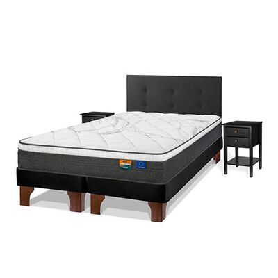Imagen 2 del producto Cama Europea Flex Base Dividida 2 Plazas Mallorca + Respaldo Royal + 2 Veladores Rover