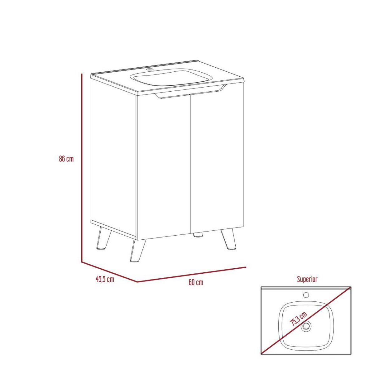 Mueble Lavamanos TuHome Laurent 1 Puerta Plomo